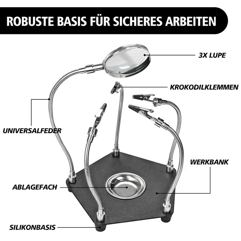 Third Hand Soldering, Soldering PCB Holder Tool with 3 x