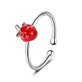 FUAHXYES Adjustable Crystal Love Heart Cocktail Rings Elegant Open Rhinestone Engagement Wedding Statement Rings Uniquely Fashion Jewelry for Women Gift, Metal, No Gemstone