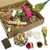 PINVNBY Natural Bird Toys Bird Foraging Box Interactive Parrot Shredding