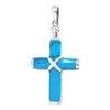 AeraVida Christian Cross Simulated Blue Turquoise Inlay .925 Sterling Silver
