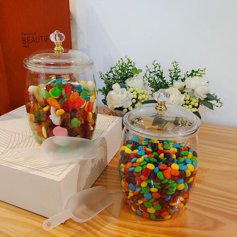 GOCCXL Plastic Candy Jars 4 Pack Candy and Cookie Jar