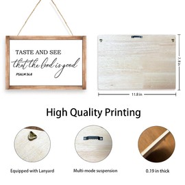 Taste and See That the Lord is Good Scripture Decor,Taste and See that the Lord is Good Wood Sign Hanging Plaque,Christian Kitchen Wooden Hanging Signs Wall Decor