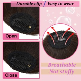 Clip in Bangs 100% Human Hair with Temples Hairpieces Air Hair Bangs Clip in Hair Extensions for Party and Daily Wear(Medium Brown)
