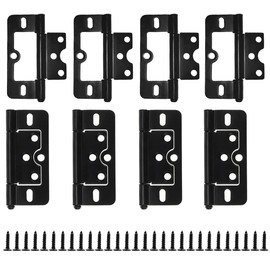 MARRTEUM 8 Pieces 3 Inch Non Mortise Door Hinge, Black Bifold Butt Cabinet Hinges with Screws for Cabinet Wardrobe, Window, Furnitures, Wooden Boxes