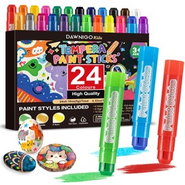 24 Colors Tempera Paint Sticks,Washable Paint Sticks for Kids,Non-Toxic,90s Quick Drying, Allergen Free and High Coverage Solid Tempera Paint Stick,Ideal Gifts for Kids and Toddlers