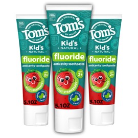 Tom's of Maine ADA Approved Fluoride Kids Toothpaste, Natural Toothpaste, Dye Free, No Artificial Preservatives, Silly Strawberry, 5.1 oz. 3-Pack (Packaging May Vary)