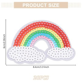 INFUNLY 20pcs 12x9 cm/4.7x3.5Inch Sequin Rainbow Iron On Patches Sequin Rainbow Sew-On Patch Rainbow Sequin Fabric Applique Ironing and Sewing Accessories for Clothing Jeans Jackets Bag Shoes Decor