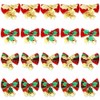Moños Navideños Mini con Cascabeles 20 Piezas, 4 Estilos Tela