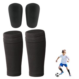 Pack of 4 Shin Pads Set, Football Socks, Small Shin Guard, S Size Shin Pads Socks and 10 x 6 cm Stability Mini Shin Pads, Shin Pad Holder for Teenagers Children