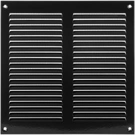 Vent Systems 200 x 200 mm Black Ventilation Grille - Grill with Mesh Screen - Galvanised Steel Vent Cover - Ceiling and Wall Ventilation Grille - Metal Air Grille for Indoor/Outdoor, Bathroom, Garage