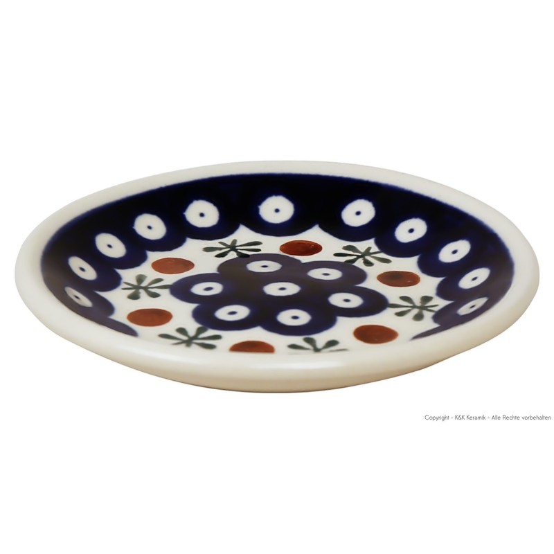 Small Original Bunzlauer Ceramic Plate (Saucer) Diameter 11.6 cm Decor