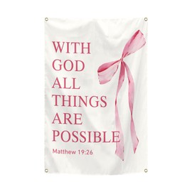 verrlia Christian Tapestry with God All Things Are Possible 2x3 Feet Bible Verse Wall Tapestry for Bedroom Prayer Room Classroom Office Wall Decor