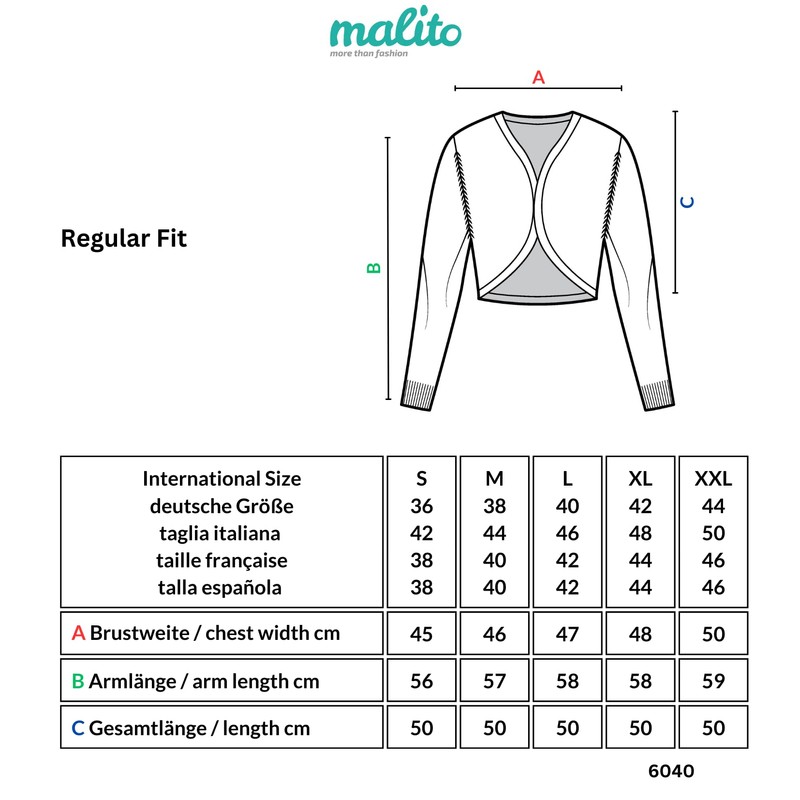 Malito 6040 Women's Long Sleeve Blazer Plain Jersey Blazer Short