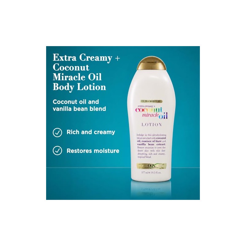 OGX, Crema Corporal Humectante de Aceite de Coco, 577 ml