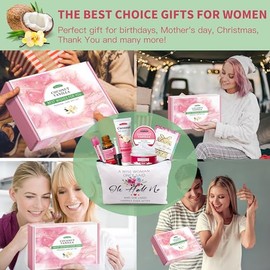 Regalos para mujeres, regalos de cumpleaños, regalos de amistad para mujeres, regalos de tamaño de viaje de coco y vainilla de spa para su mamá, hermana y amigas, ideas únicas de set de regalo para