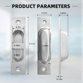 Fihatokus 4 Inch Pocket Door Edge Pull, 304 Stainless Steel Flush Edge Handle，Pocket Door Hardware,Silver-1 Pack