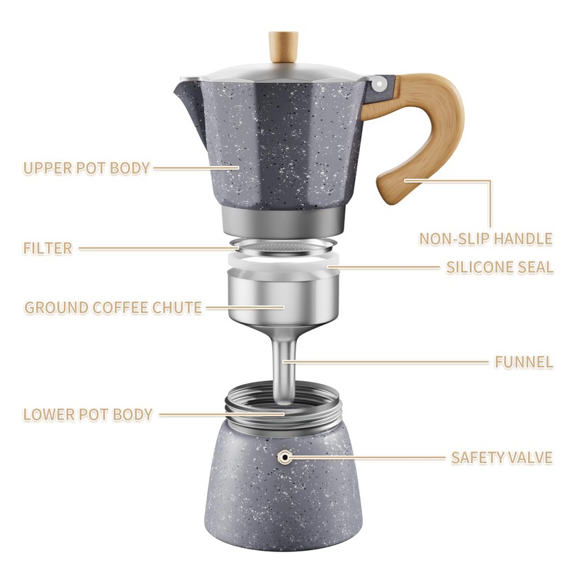 ShanSon Moka Pot Stovetop Espresso Maker 3 Cup 5 oz