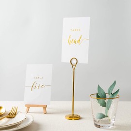 Crisky Table Number Cards Gold Foil for Wedding, Anniversary, Birthday, Bridal Shower Party. Double-Sided Design 4 x 6 Inch Number One-Thirty (1-30) & Head Table.