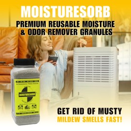 MOISTURESORB Natural Moisture Remover Granules: 2 lb. Bottle - 4mm Granules Sprinkle in Moist Areas