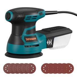 DOVAMAN ROS01A Orbital Sander, 3A Random Orbit Sander, 6 Variable Speeds, Up to 13000 rpm, 12pcs Sandpapers, 5in Sanding Pad, Dust Collection, Electric Sanders Perfect for Woodworking