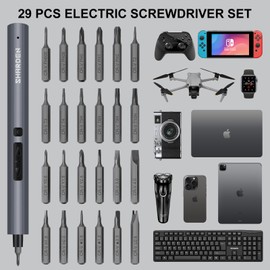 SHARDEN Mini Electric Screwdriver, 29 in 1 Small Electric Screw Driver Kit with 24 Magnetic Bits, Precision Cordless Repair Tool for Phone, Camera, Laptop, Watch