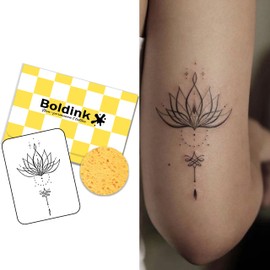 Boldink Temporary Tattoos,Semi Permanent Tattoos,15 Days Long Lasting Tattoo Stickers,Waterproof and Anti-reflective,Unique Design(Lotus 2)