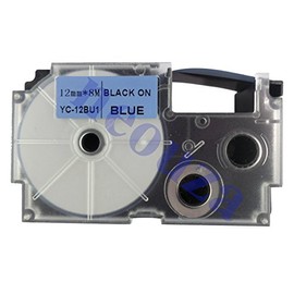Casio XR-12BU1 Black on Blue Label Tape - Black on Blue, 1.2 cm, 8 m