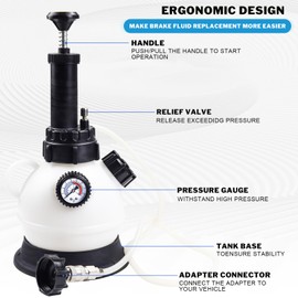 VAGNEUS 2L Manual Brake Bleeder Kit，Pressure Brake Bleeder Pump with 1L Brake Bleeder Bottle for Most Vehicles