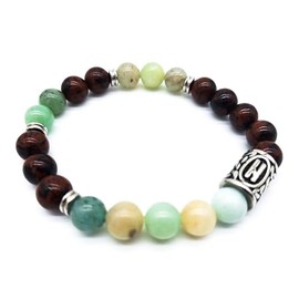 Viking Futhark Rune Gemstone Bracelet (18/21 cm, Women/Men) in Gift Box, Protection Happiness, Energy, Gemstones, stainless steel