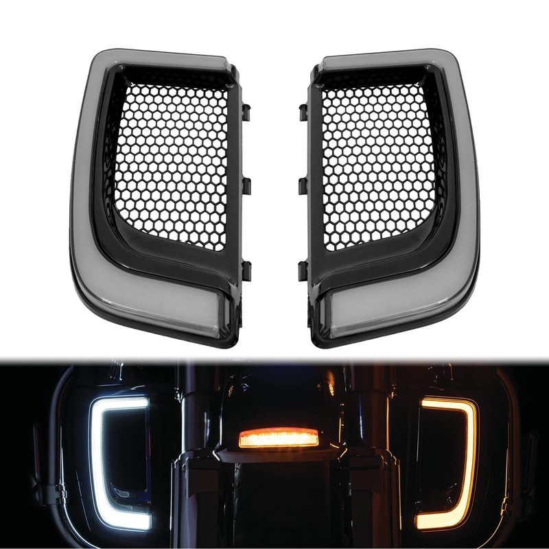 HDBUBALUS Engine Guard Lowers Grills Leg Fairing LED Turn Signal