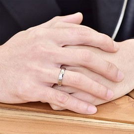 Cloyo 4mm Silver Band Ring for Men Basic Polished Tungsten Carbide Engagement Rings Size L 1/2