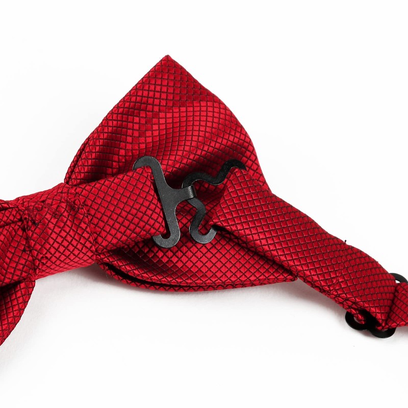 Alizeal Mens Solid Mini Squares Formal Banded Bow Ties (Wine