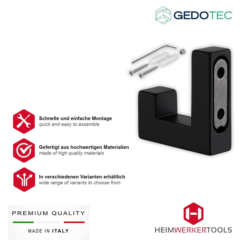 GedoTec® Clothes Hook Set Square Coat Hooks White Coated –