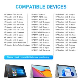 Stylus Pen for HP Envy X360 Pavilion X360 Specter X360 Spectre X2 Envy X2 Rechargeable MPP 2.0 Tilt Active Pen with 4096 Pressure Sensitivity, Palm Rejection, Hexagonal Pen Body Design, Black