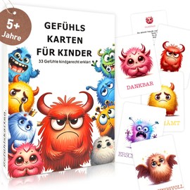 Feeling Cards for Children, 33 Feeling Monster Cards, Explanatory Texts, for Nursery & Primary School, Promote Social-Emotional Development