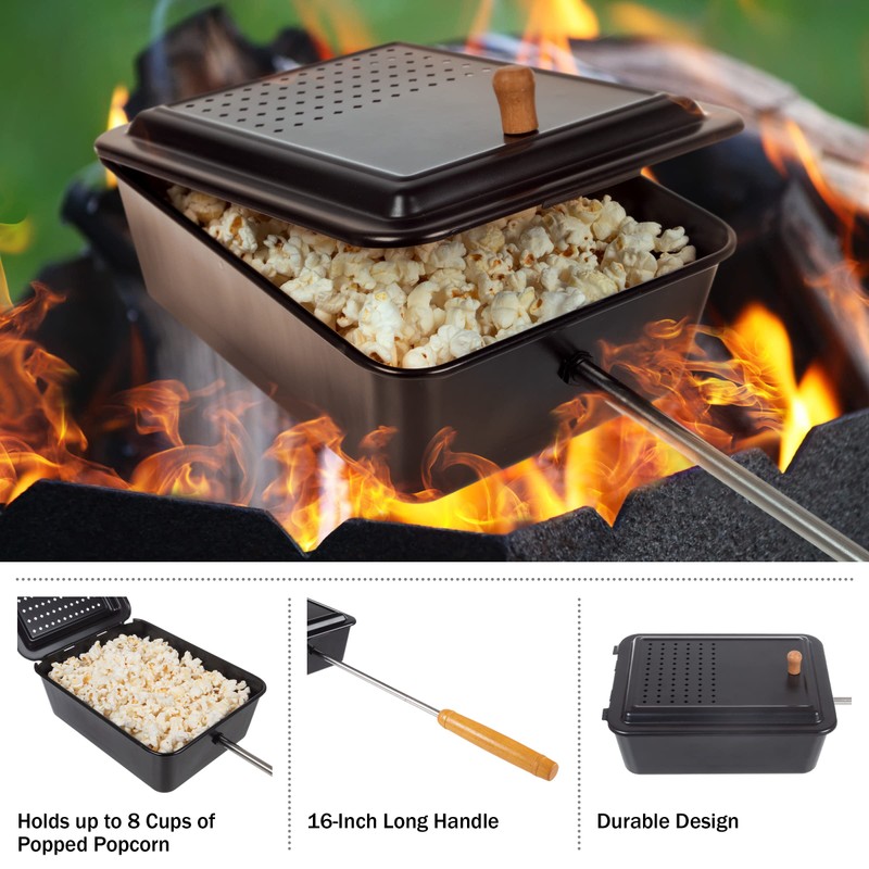 Campfire Popcorn Popper - Old Fashioned Popcorn Maker with Nonstick