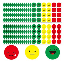 QEQSHQO 600 x Smiley Face Stickers, Mood Stickers, Smile Stickers, Sad Stickers, Neutral, Sad, Red/Yellow/Green (2.5 cm)
