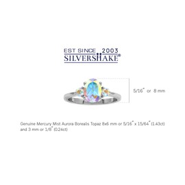 Silvershake 8X6mm Oval Shape Gemstone White Gold Plated or Yellow Gold Plated 925 Sterling Silver Engagement Ring Jewelry for Women, 7.5, Sterling Silver Rhodium (White Gold Plated), genuine mercury