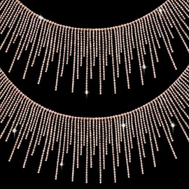 PH PandaHall Rhinestone Fringe Rhinestone Tassel Chain Rhinestone Trim Crystal Tassel Fringe Trim Diamond Tassel Chain for Wedding Clothing Accessories DIY Decor 86 cm Rose Gold Colour