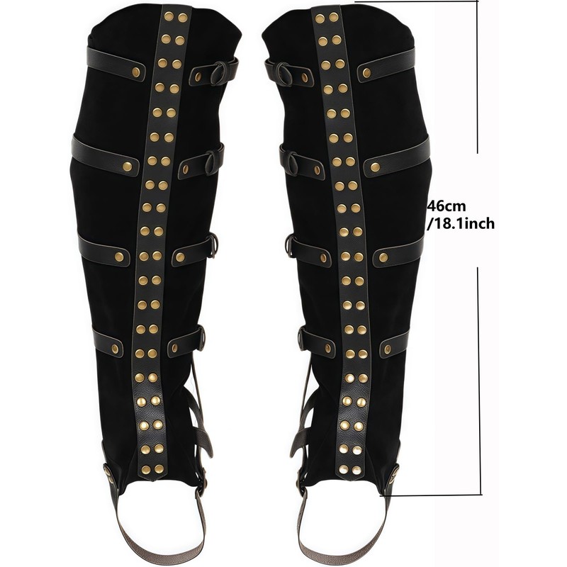 XWXLDD Medieval Leather Boot Covers, Steampunk Warrior Knight Leg Gaiters