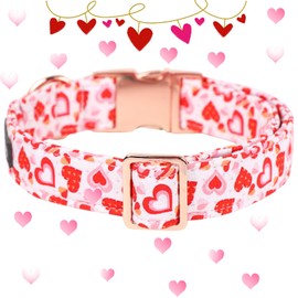 Maca Bates Valentines Dog Collar Comfortable Soft Heart Dog Collar with Metal Buckle Adjustable Puppy Collar Valentine for Small Medium Large Dog