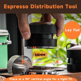 Bamynoir Espresso Gravity Distribution Tool 58.35mm,Automatic height adjustment, wooden structure,316 Stainless Steel suitable for 58.5mm portafilter.(Maple Leaf Black)