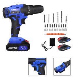 21V Cordless Drill, Electric Power Drill Set with 2 Batteries & Charger, 0.8-10MM Chuck, 2 Variable Speed, 45NM, 25+1 Torque and 26pcs Drill/Driver Bits