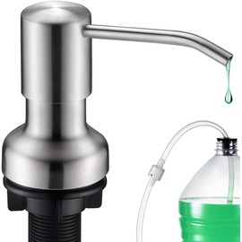 SonTiy Dish soap Dispenser for Kitchen Sink, Liquid Kitchen Hand soap Dispenser Pump Brushed Nickel, Stainless Steel Sink soap Dispenser Set with 47” Extension Tube kit and 17 oz Bottle