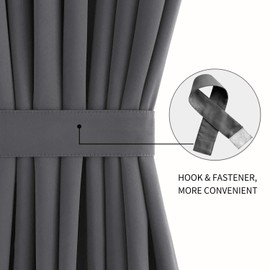 DWCN French Door Curtains – Rod Pocket Thermal Blackout Curtain for Doors with Glass Window, Kitchen and Patio Doors for Privacy, 23 X 72 Inches Long, 1 Curtain Panel with Tieback, Dark Grey