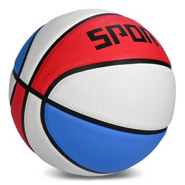 KUYOTQ Kids Teenagers Size 5 (70 cm) Premium Rubber Basketball - Indoor and Outdoor for Boys, Girls and Teenagers - Game & Sports - Gift Idea (Relaxed, Red/White/Blue)