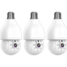 Noonkey 2K/3MP Smart Light Bulb Security Cam – Dual-Band 2.4/5GHz, Full-Color Day & Night Vision, Motion Detection, Sound & Light Alerts, Two-Way Audio, Alexa Enabled for Home, Yard, Store & Office – Easy Wireless Installation - Color: 3pcs