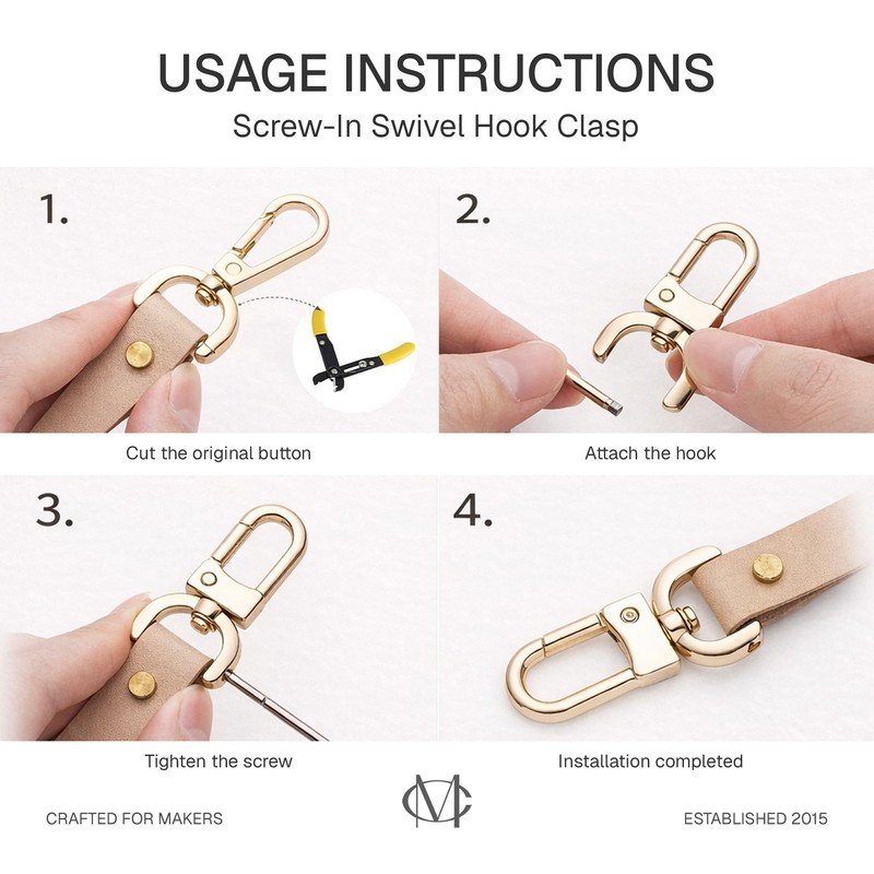 CRAFTMEMORE 2pcs Detachable Snap Hook Swivel Clasp w/Screw Bar VT99