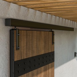 TOPCCJHHD 6FT/72'' Box Rail Sliding Barn Door Hardware Kit Ceiling Mount for Exterior Interior Use Heavy Duty Black, No Door