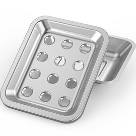 Stainless Steel Soap Dish, Large Double-Layer Draining Soap Holder, Metal Soap Dish for Bathroom, Shower, Kitchen and Sink Countertops